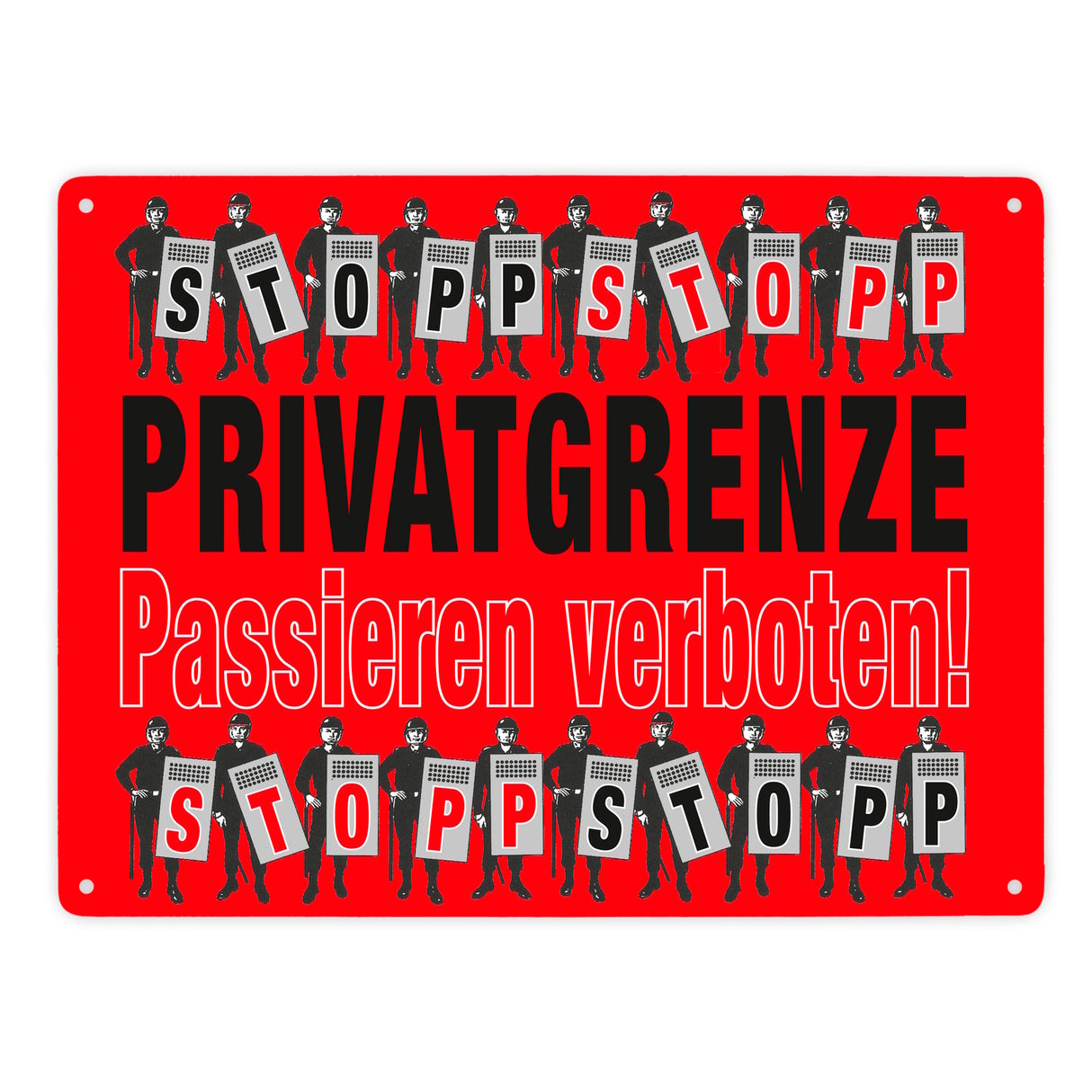 Privatgrenze Metallschild in 15x20 cm mit Spruch Passieren verboten