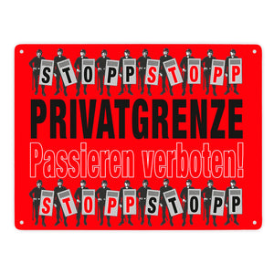 Privatgrenze Metallschild in 15x20 cm mit Spruch Passieren verboten