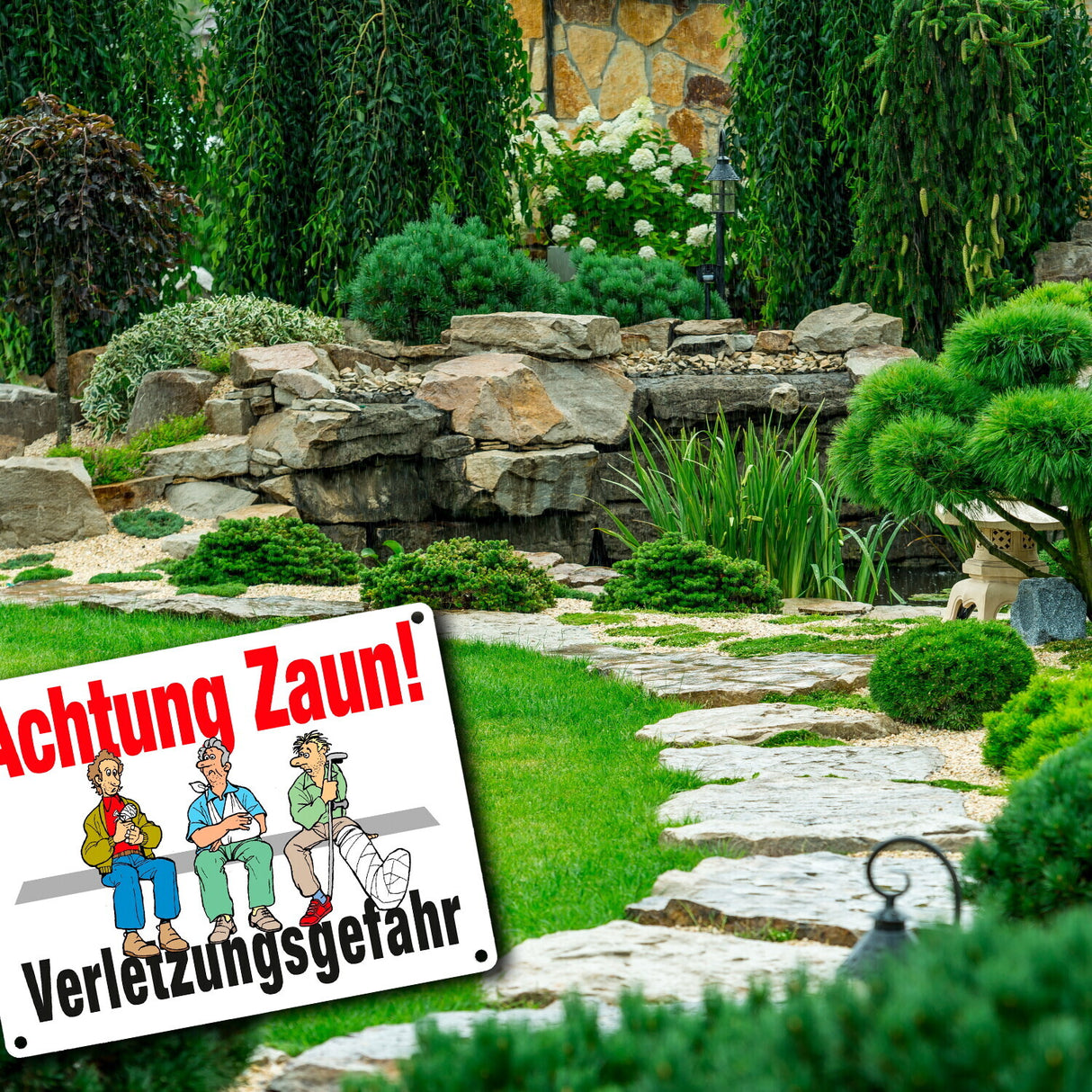 Achtung Zaun Metallschild in 15x20 cm mit Spruch Verletzungsgefahr