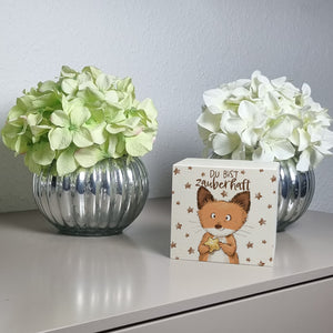 Du bist zauberhaft Spardose mit Fuchs im Aquarell-Stil und Spruch