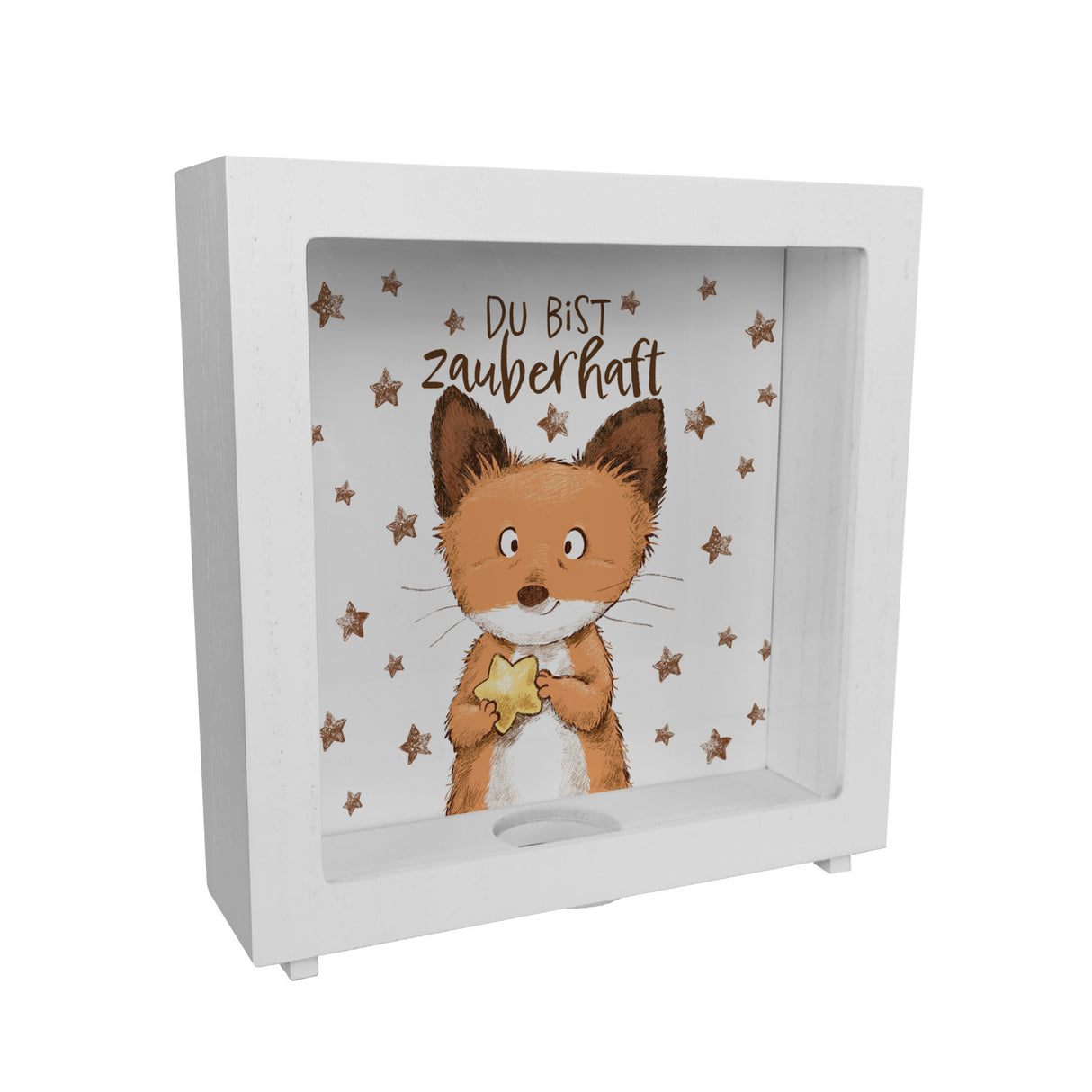 Du bist zauberhaft Spardose mit Fuchs im Aquarell-Stil und Spruch