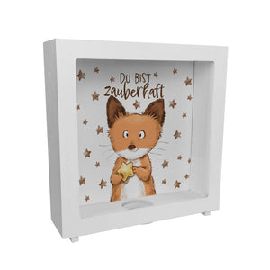 Du bist zauberhaft Spardose mit Fuchs im Aquarell-Stil und Spruch