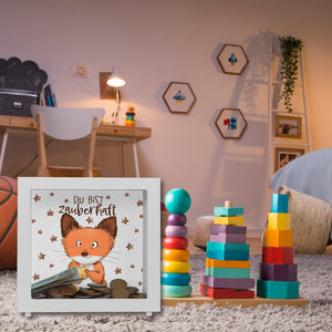 Du bist zauberhaft Spardose mit Fuchs im Aquarell-Stil und Spruch