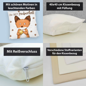 Fuchs Kissen mit Spruch Du bist zauberhaft