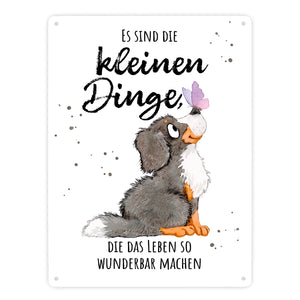 Hund Metallschild in 15x20 cm mit Spruch Die kleinen Dinge machen das Leben so wunderbar