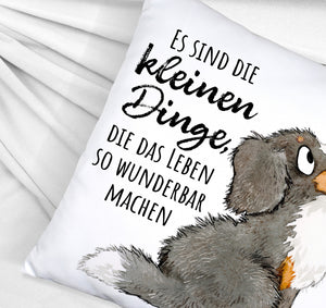 Hund Kissen mit Spruch Die kleinen Dinge machen das Leben so wunderbar