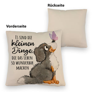 Hund Kissen mit Spruch Die kleinen Dinge machen das Leben so wunderbar