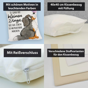 Hund Kissen mit Spruch Die kleinen Dinge machen das Leben so wunderbar