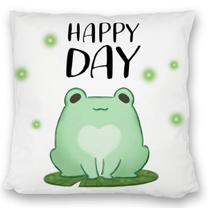 Frosch Kissen mit Spruch Happy Day