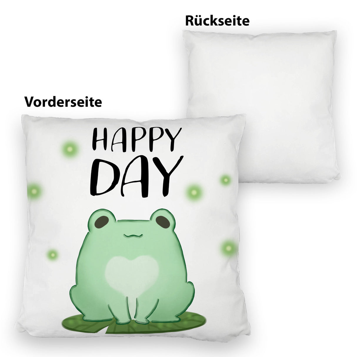 Frosch Kissen mit Spruch Happy Day