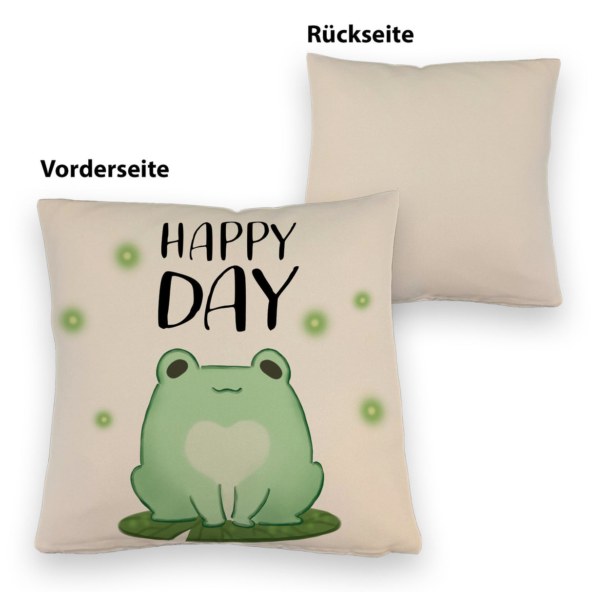 Frosch Kissen mit Spruch Happy Day