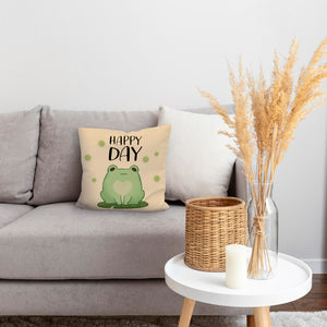 Frosch Kissen mit Spruch Happy Day