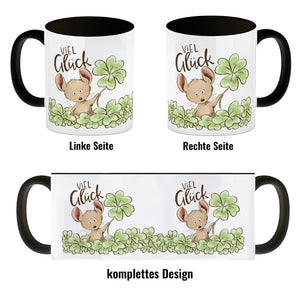 Maus Kaffeebecher mit Spruch Viel Glück