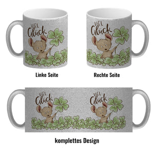 Maus Kaffeebecher mit Spruch Viel Glück