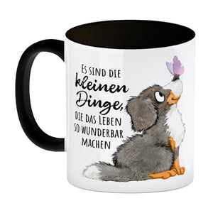 Hund Kaffeebecher mit Spruch Die kleinen Dinge machen das Leben so wunderbar