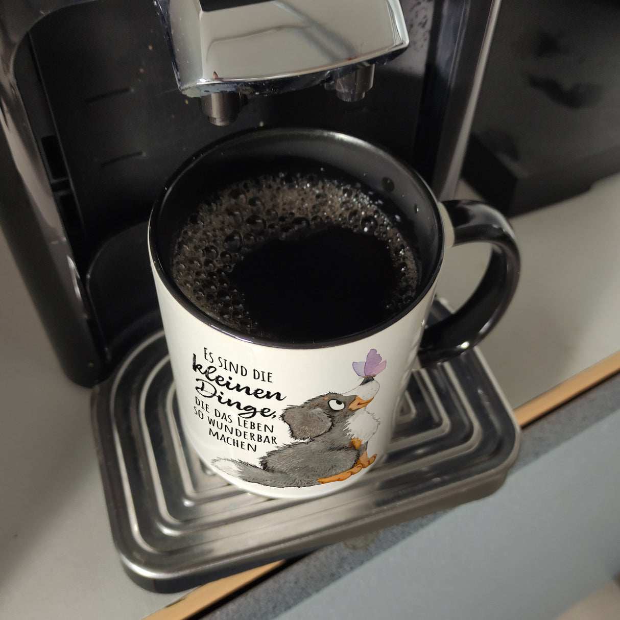 Hund Kaffeebecher mit Spruch Die kleinen Dinge machen das Leben so wunderbar