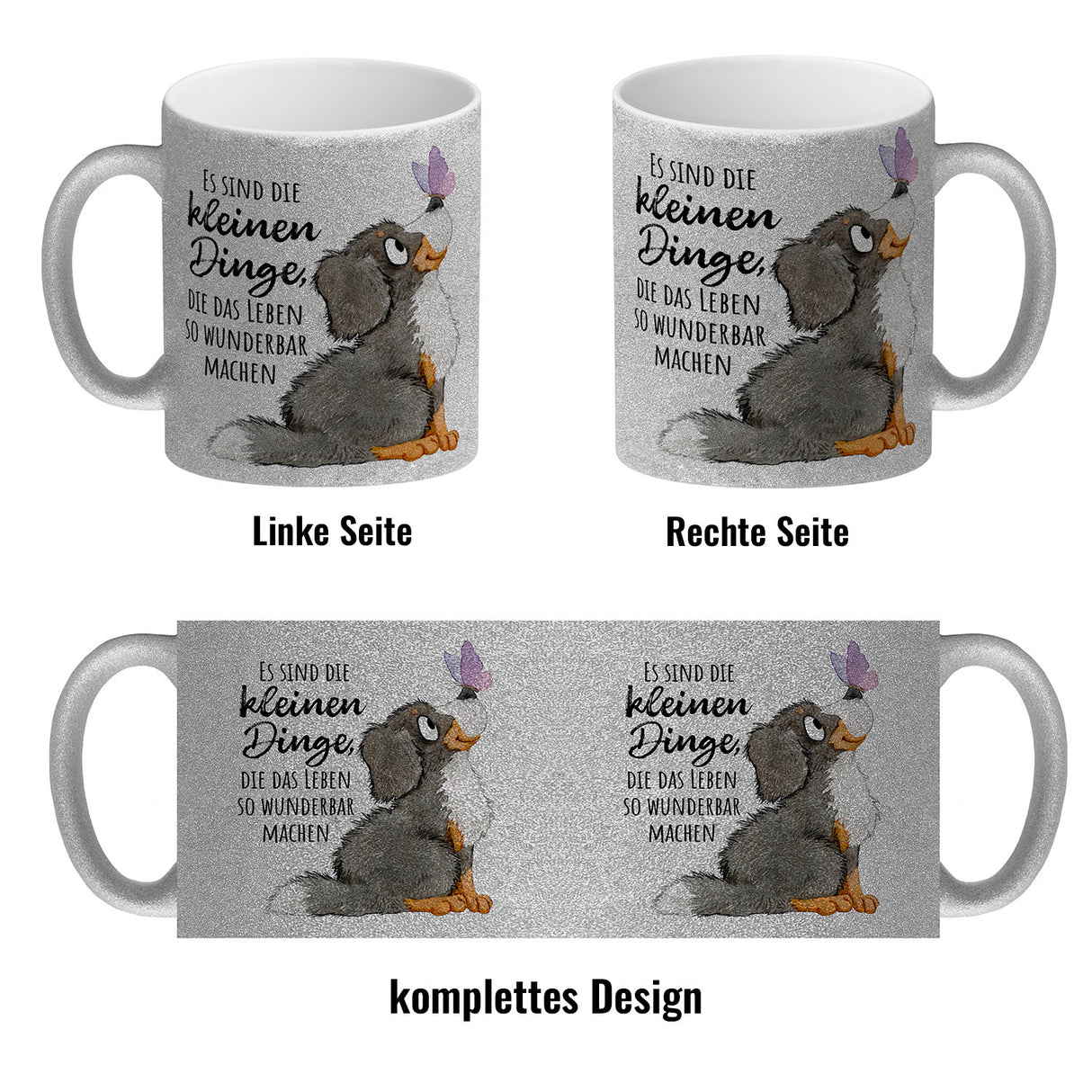 Hund Kaffeebecher mit Spruch Die kleinen Dinge machen das Leben so wunderbar
