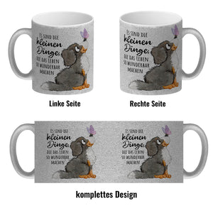 Hund Kaffeebecher mit Spruch Die kleinen Dinge machen das Leben so wunderbar