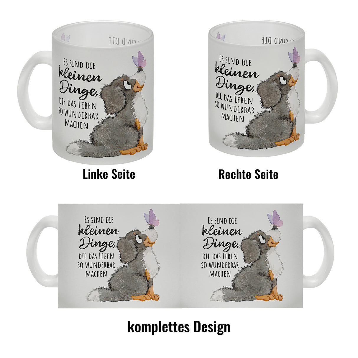Hund Kaffeebecher mit Spruch Die kleinen Dinge machen das Leben so wunderbar
