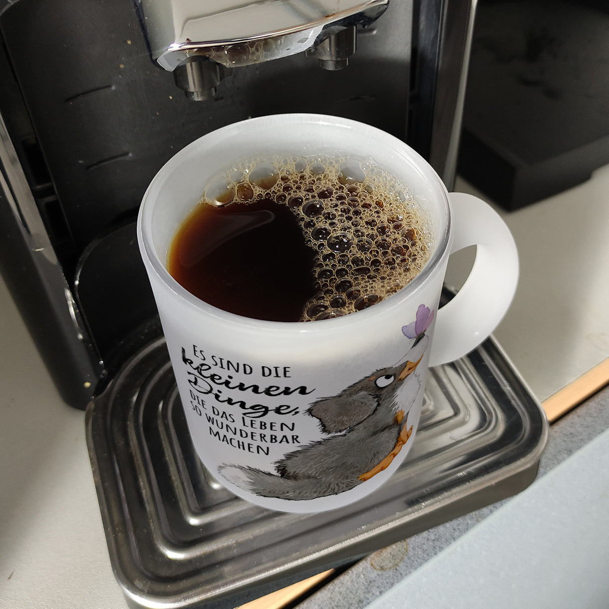 Hund Kaffeebecher mit Spruch Die kleinen Dinge machen das Leben so wunderbar