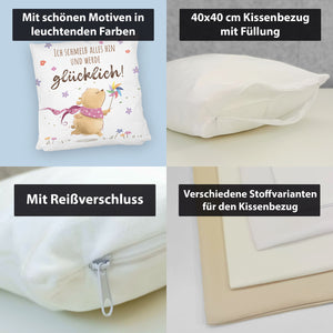 Glücklicher Bär Kissen mit Spruch Ich schmeiß alles hin