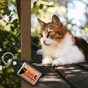 Katze Schlüsselanhänger mit Spruch Katzenpersonal beim Einkaufen