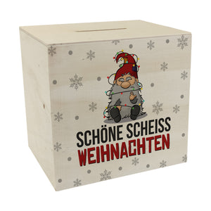 Grimmiger Wichtel Spardose mit Spruch Schöne scheiß Weihnachten