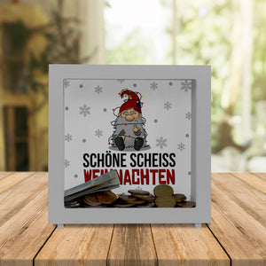 Grimmiger Wichtel Spardose mit Spruch Schöne scheiß Weihnachten