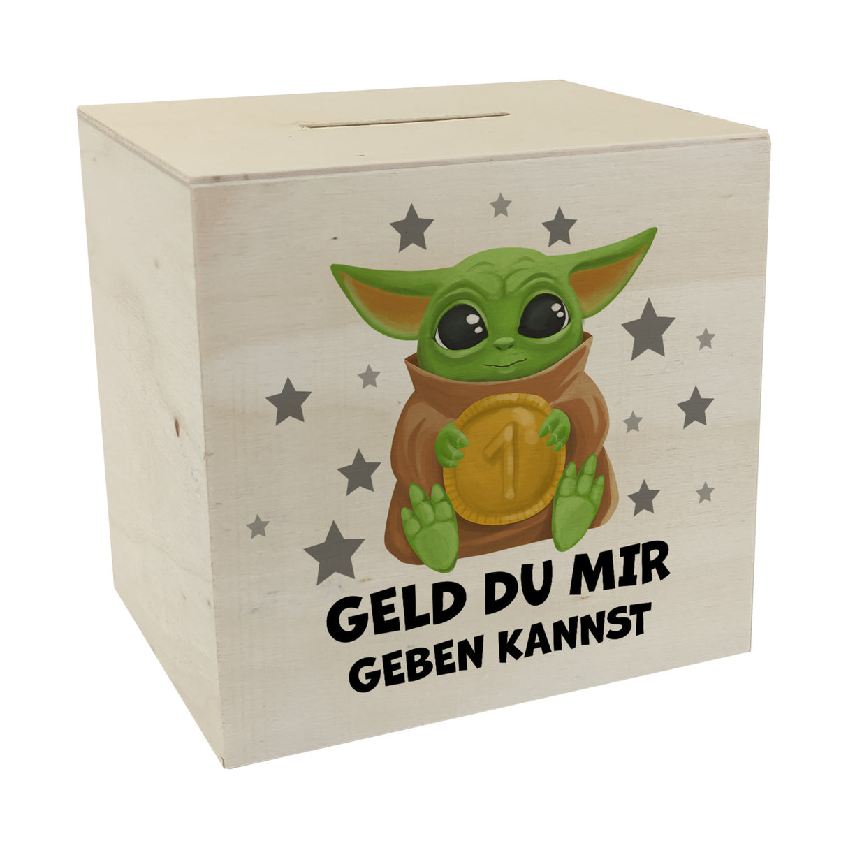 Baby-Alien Spardose mit Spruch Geld du mir geben kannst