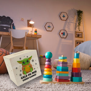 Baby-Alien Spardose mit Spruch Geld du mir geben kannst