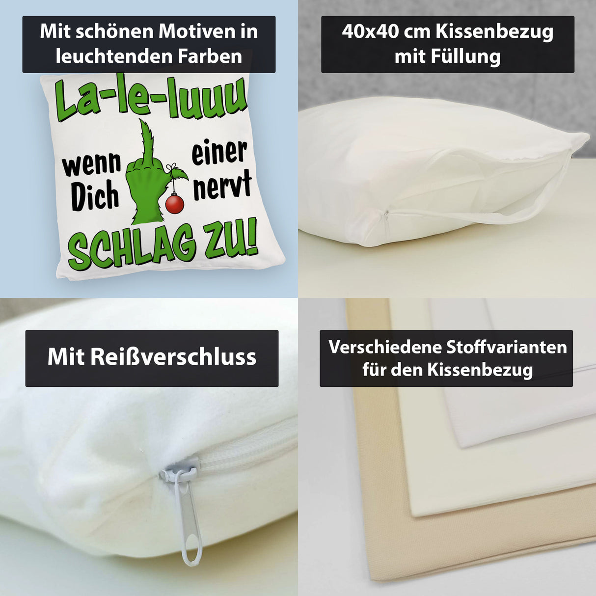 La-le-luuu Kissen mit Spruch Wenn Dich einer nervt schlag zu