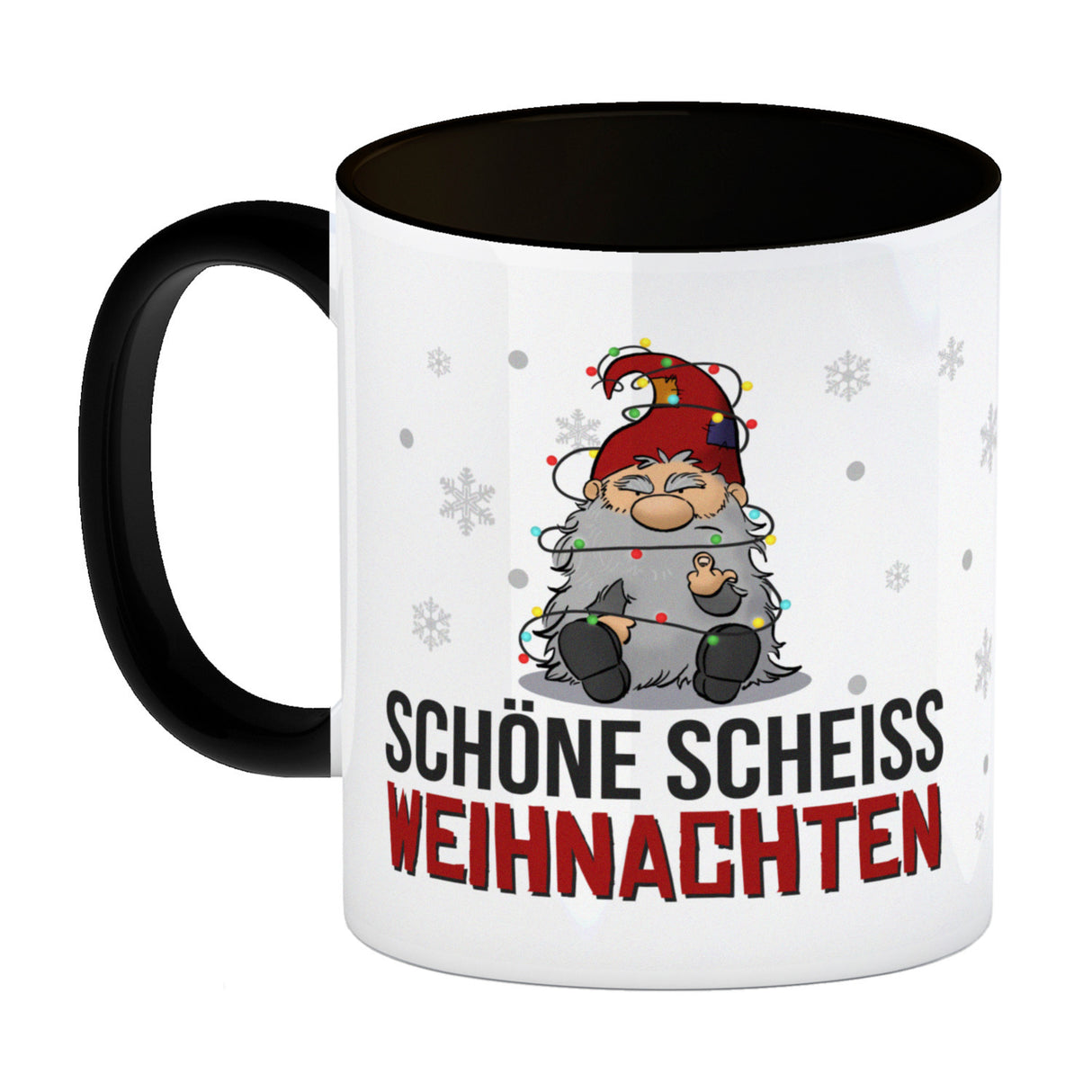Grimmiger Wichtel Kaffeebecher mit Spruch Schöne scheiß Weihnachten