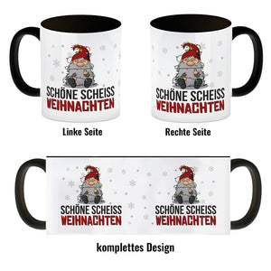 Grimmiger Wichtel Kaffeebecher mit Spruch Schöne scheiß Weihnachten