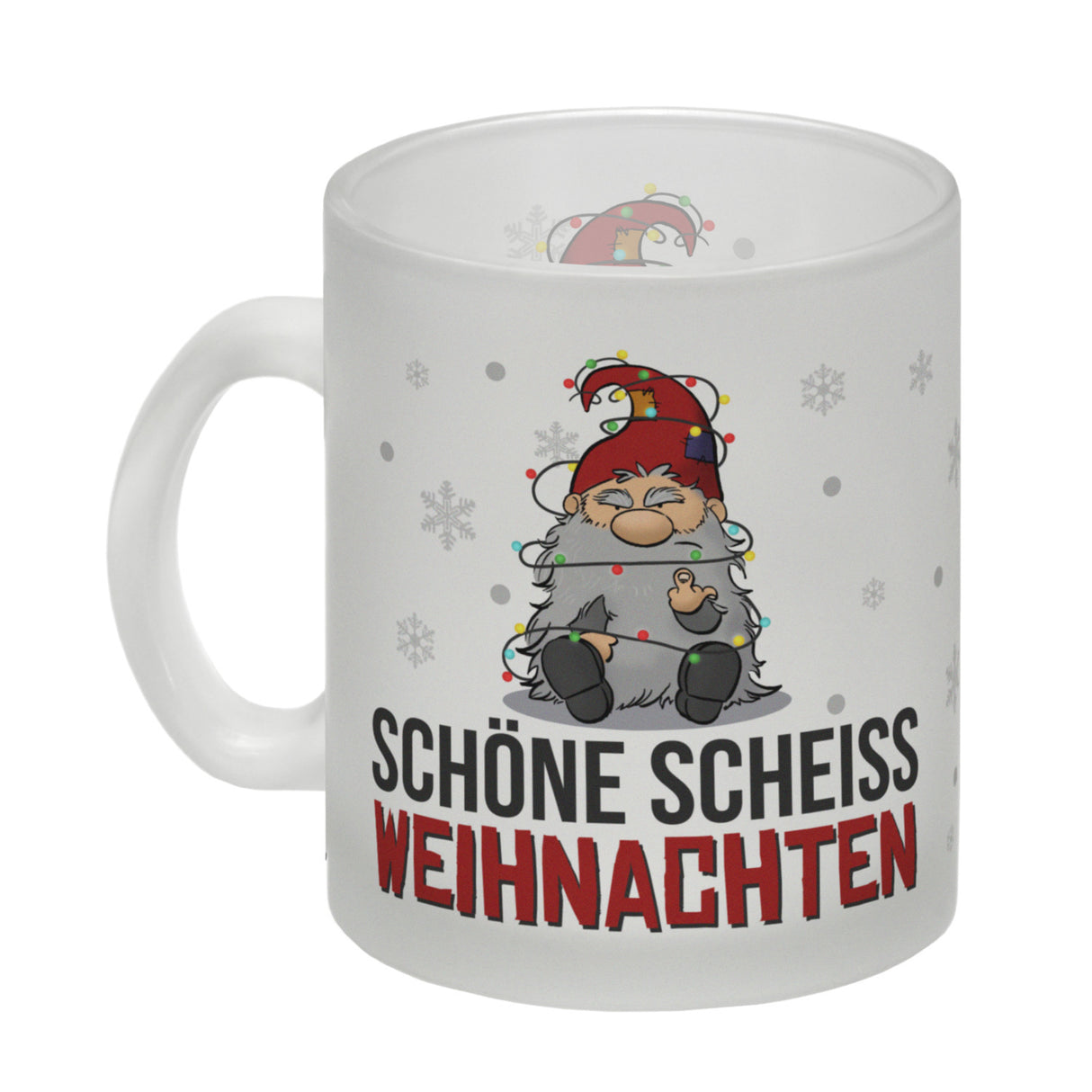 Grimmiger Wichtel Kaffeebecher mit Spruch Schöne scheiß Weihnachten