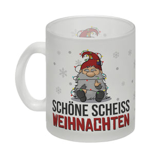 Grimmiger Wichtel Kaffeebecher mit Spruch Schöne scheiß Weihnachten