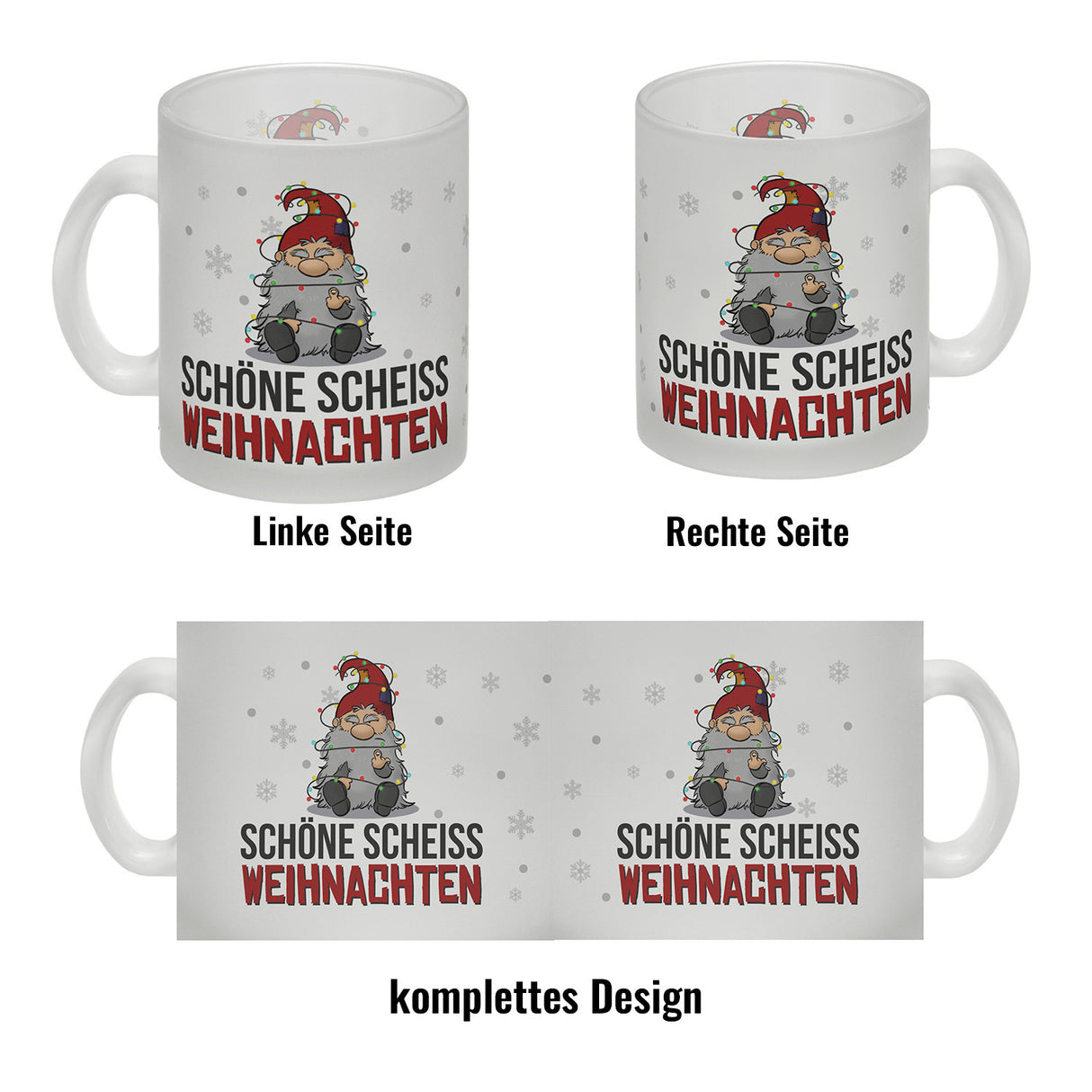 Grimmiger Wichtel Kaffeebecher mit Spruch Schöne scheiß Weihnachten