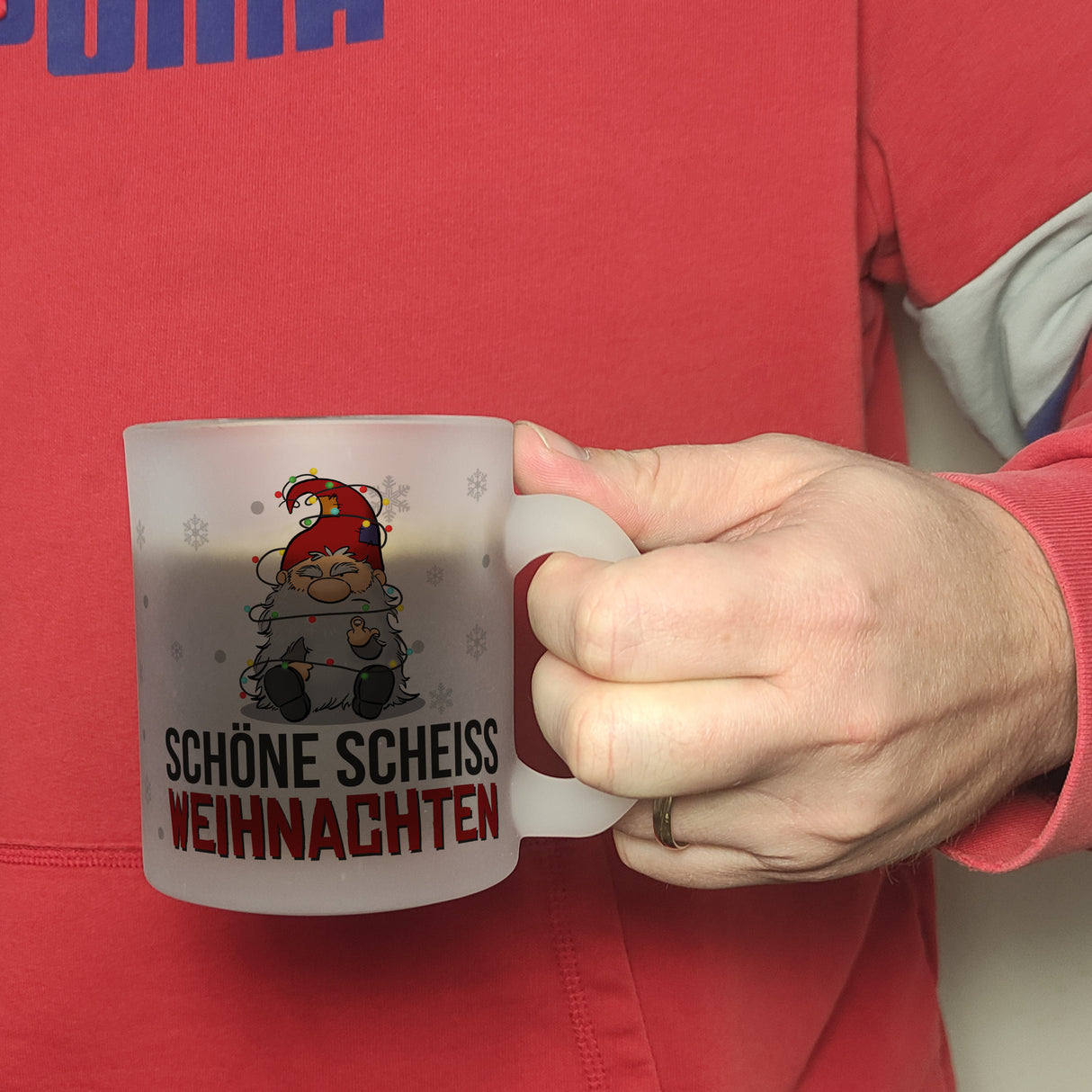 Grimmiger Wichtel Kaffeebecher mit Spruch Schöne scheiß Weihnachten