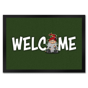 Grimmiger Wichtel Fußmatte in 35x50 cm mit Spruch Welcome