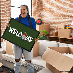 Grimmiger Wichtel Fußmatte in 35x50 cm mit Spruch Welcome