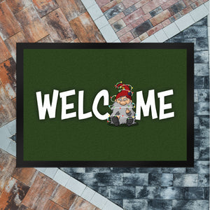 Grimmiger Wichtel Fußmatte in 35x50 cm mit Spruch Welcome