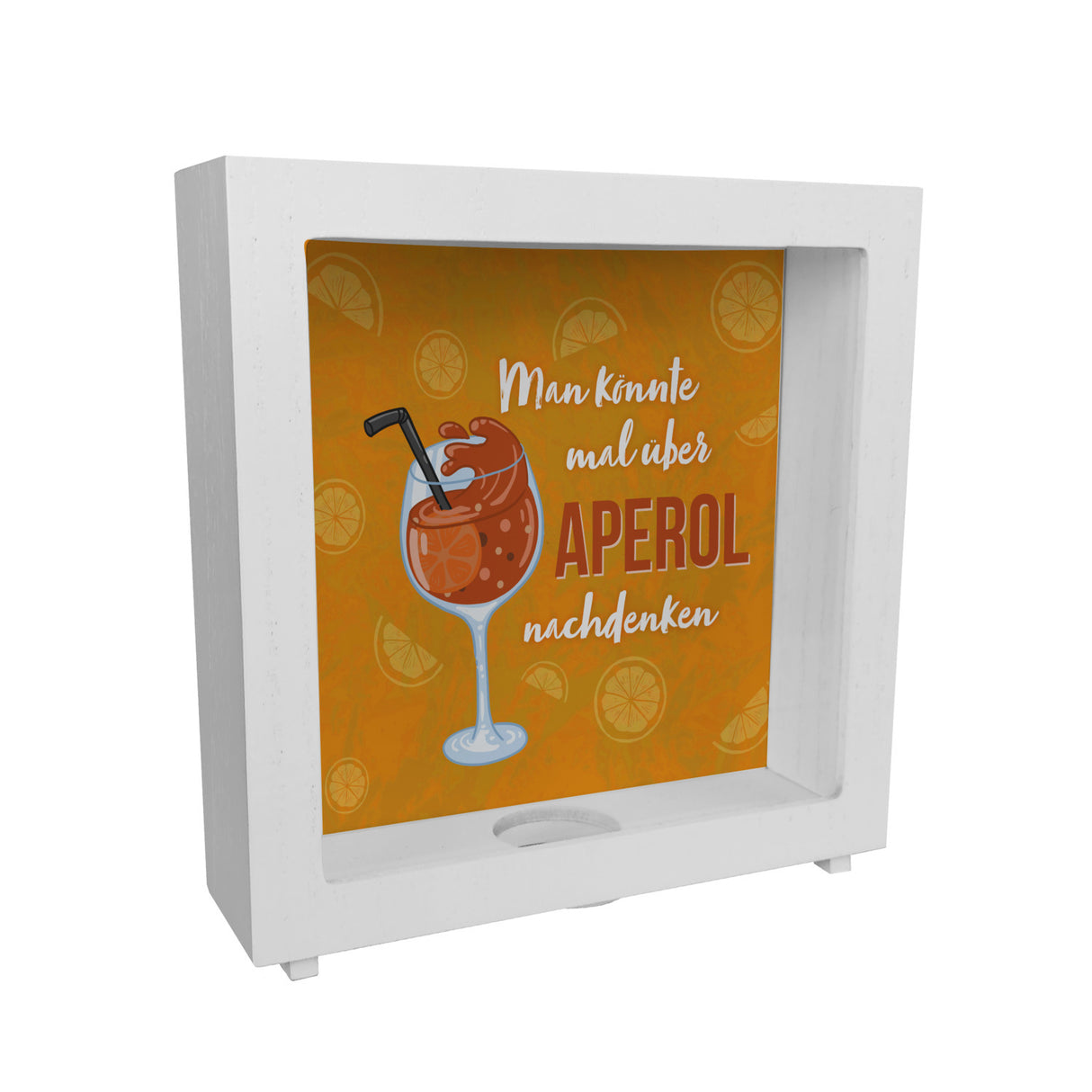 Cocktail Spardose mit Spruch Man könnte mal über Aperol nachdenken
