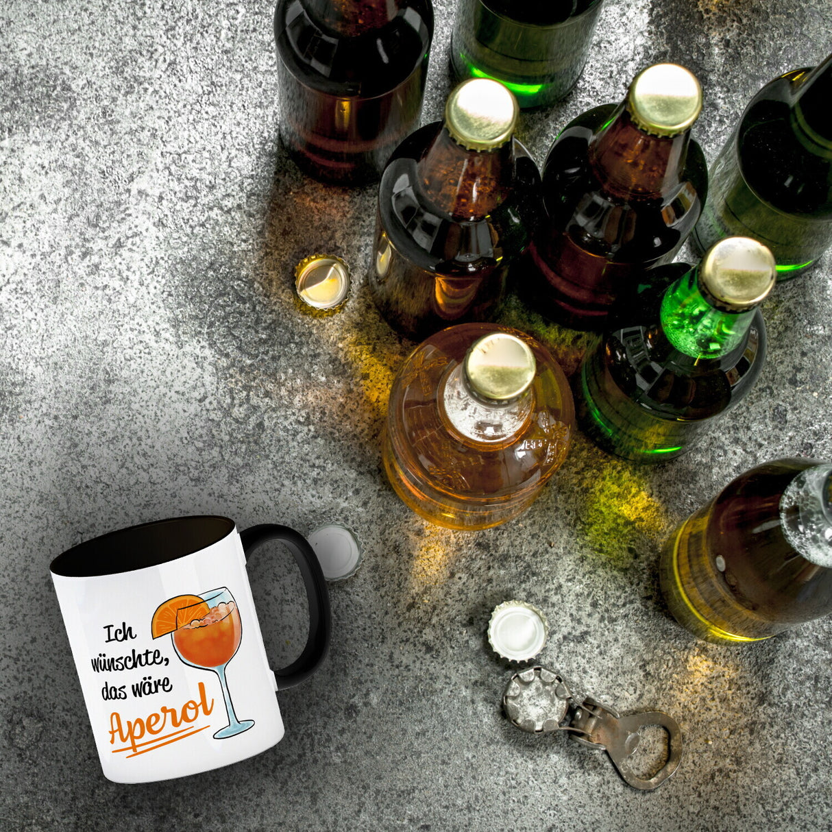 Cocktail Kaffeebecher mit Spruch Ich wünschte das wäre Aperol