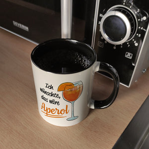 Cocktail Kaffeebecher mit Spruch Ich wünschte das wäre Aperol