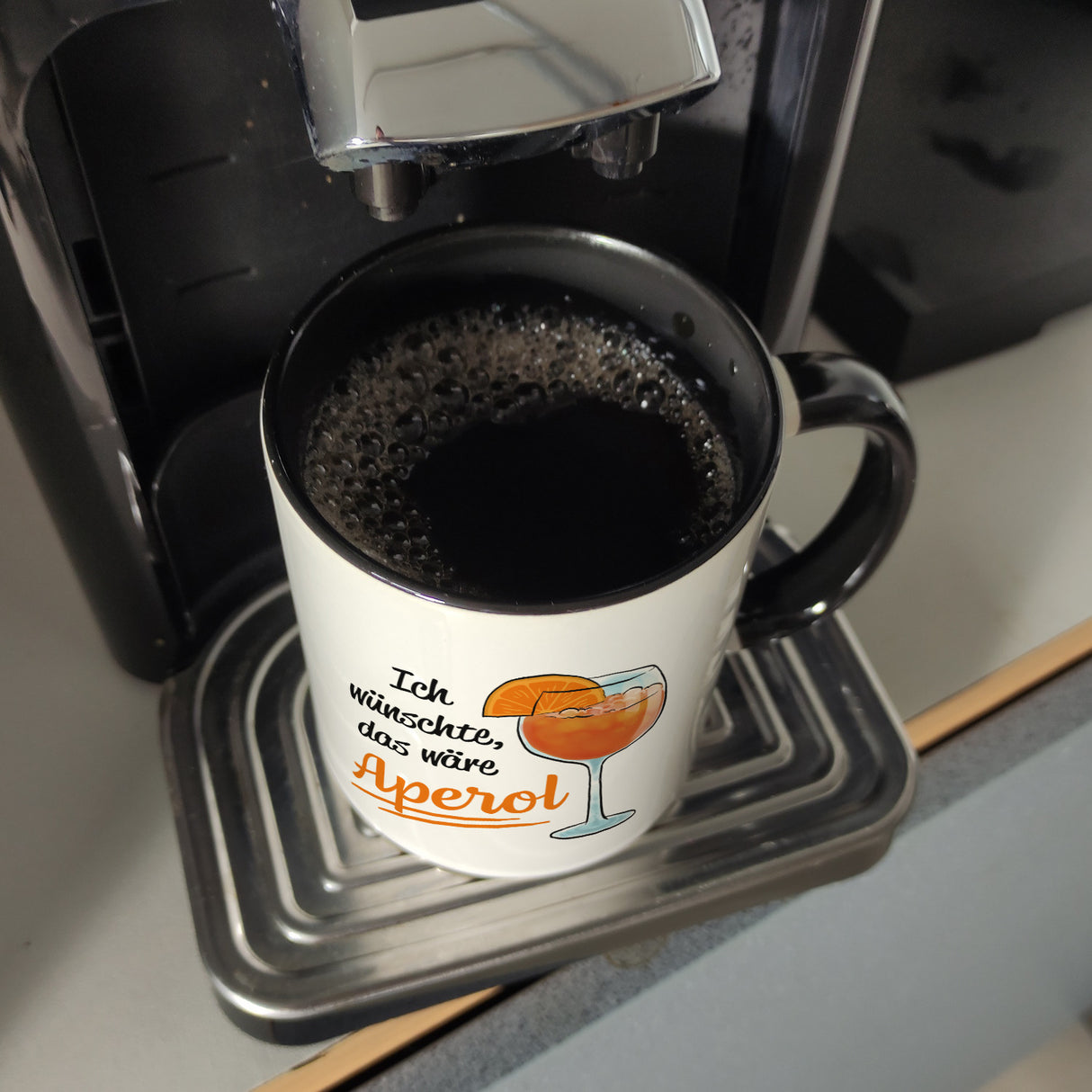 Cocktail Kaffeebecher mit Spruch Ich wünschte das wäre Aperol