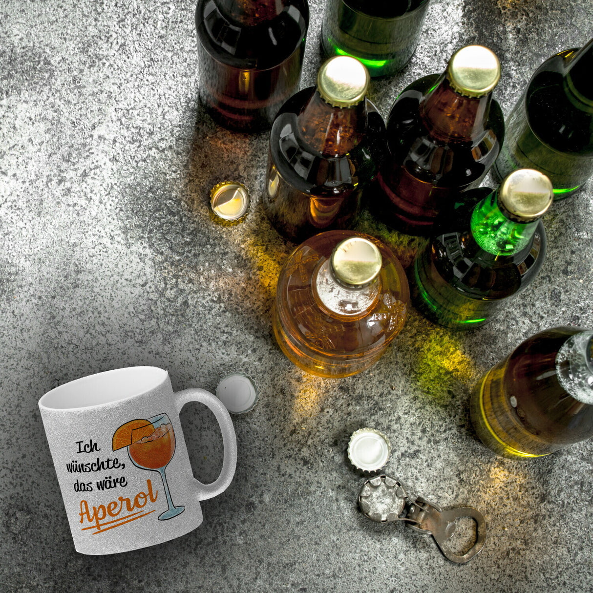 Cocktail Kaffeebecher mit Spruch Ich wünschte das wäre Aperol
