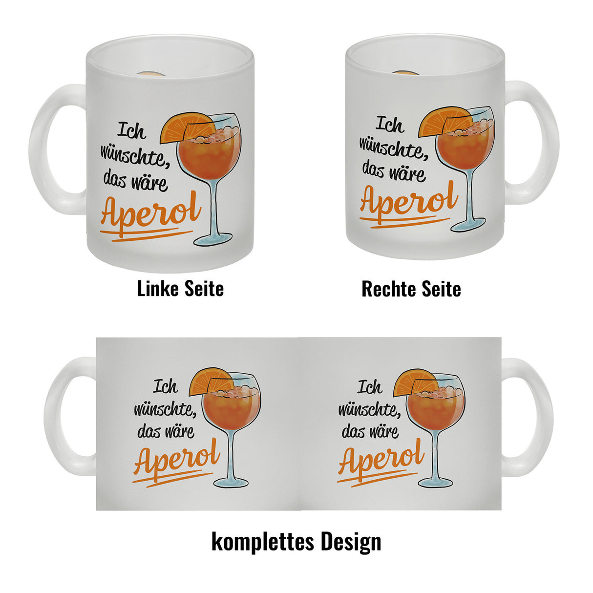 Cocktail Kaffeebecher mit Spruch Ich wünschte das wäre Aperol