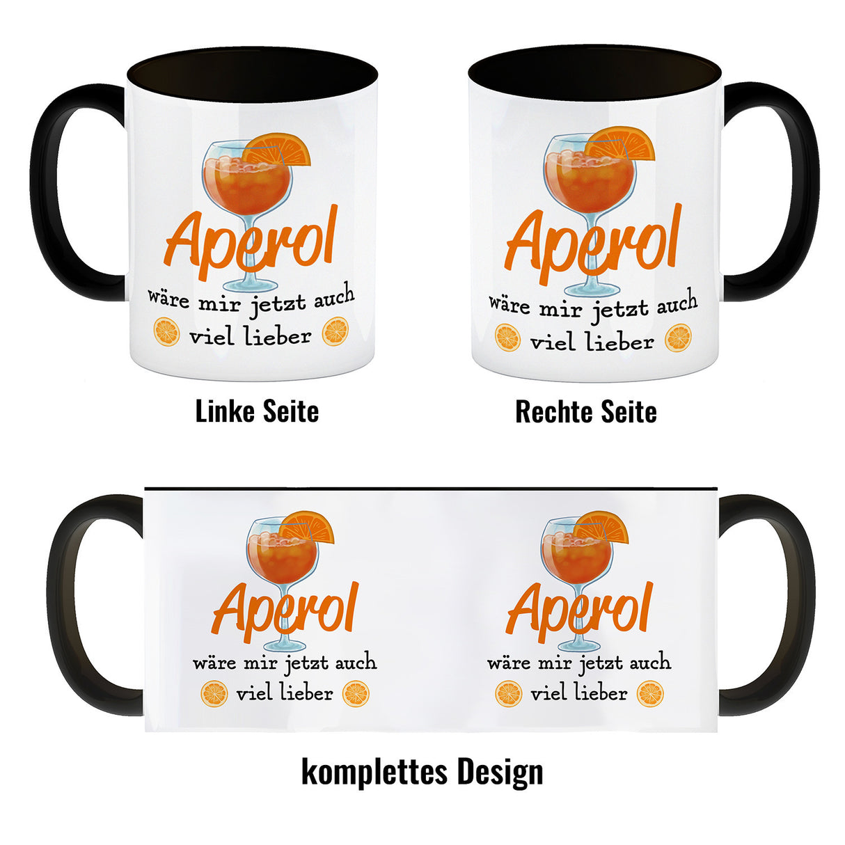 Cocktail Kaffeebecher mit Spruch Aperol wäre mir jetzt auch viel lieber