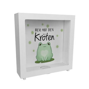 Frosch Spardose mit Spruch Her mit den Kröten
