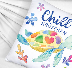 Schildkröte Kissen mit Spruch Chillkrötchen