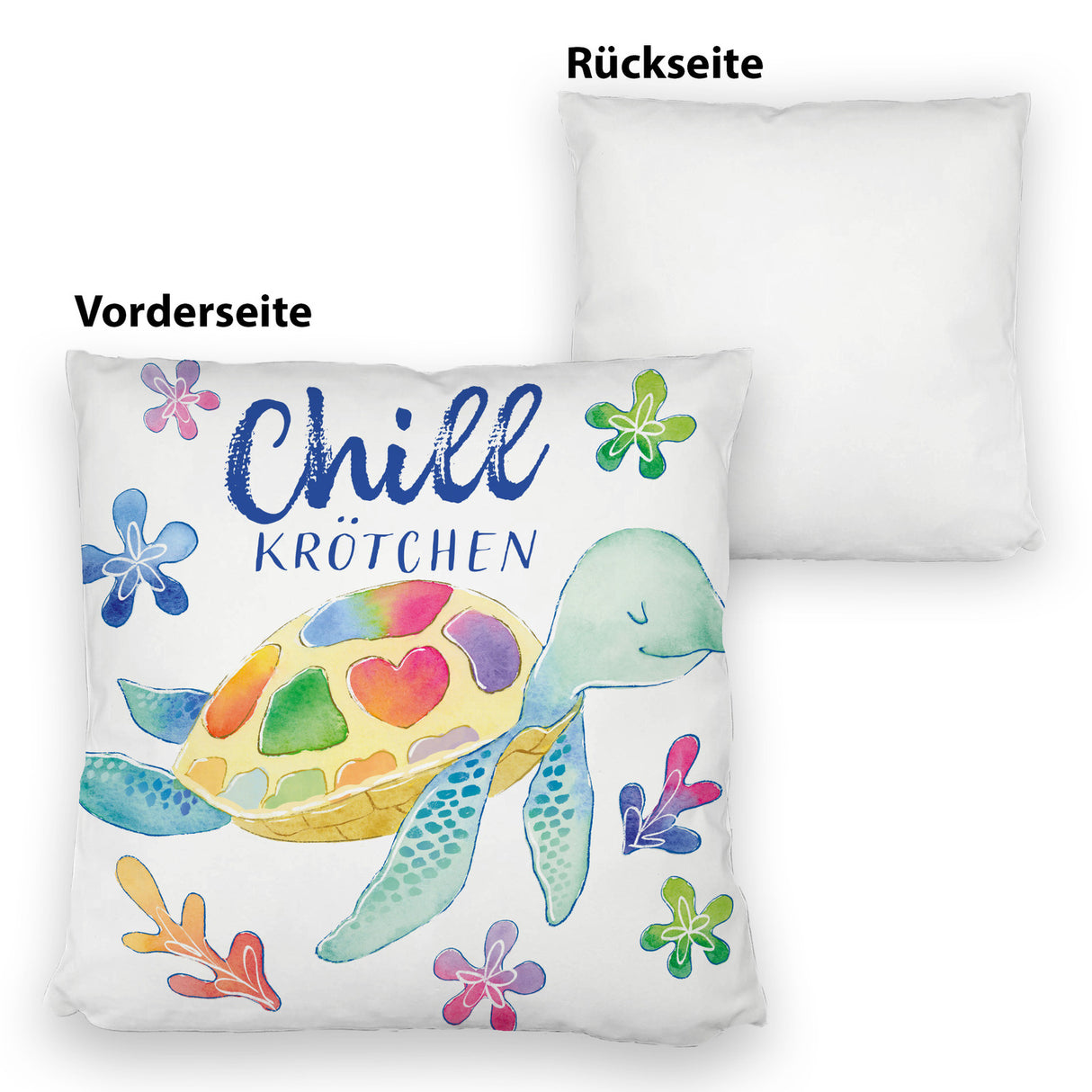 Schildkröte Kissen mit Spruch Chillkrötchen